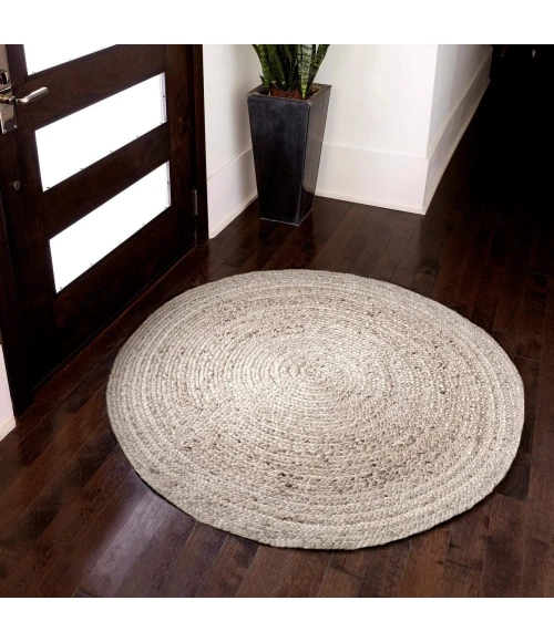 Anji Mountain 4' Round Kerala Ivory Jute Rug