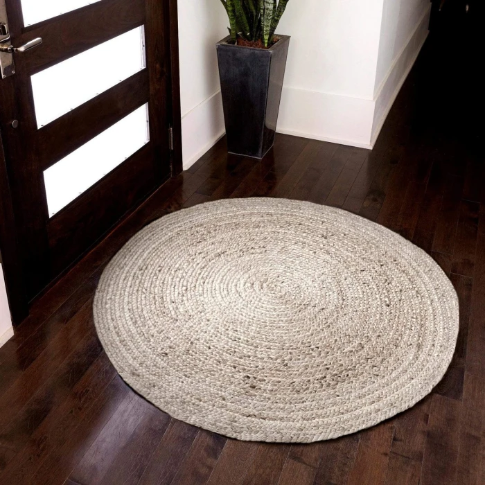 Anji Mountain 4' Round Kerala Ivory Jute Rug