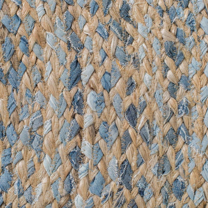 Anji Mountain 8' Round Kerala Denim & Jute Rug