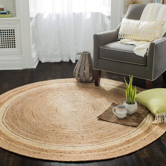 Anji Mountain 8' Round Kerala Sunrise Jute Rug