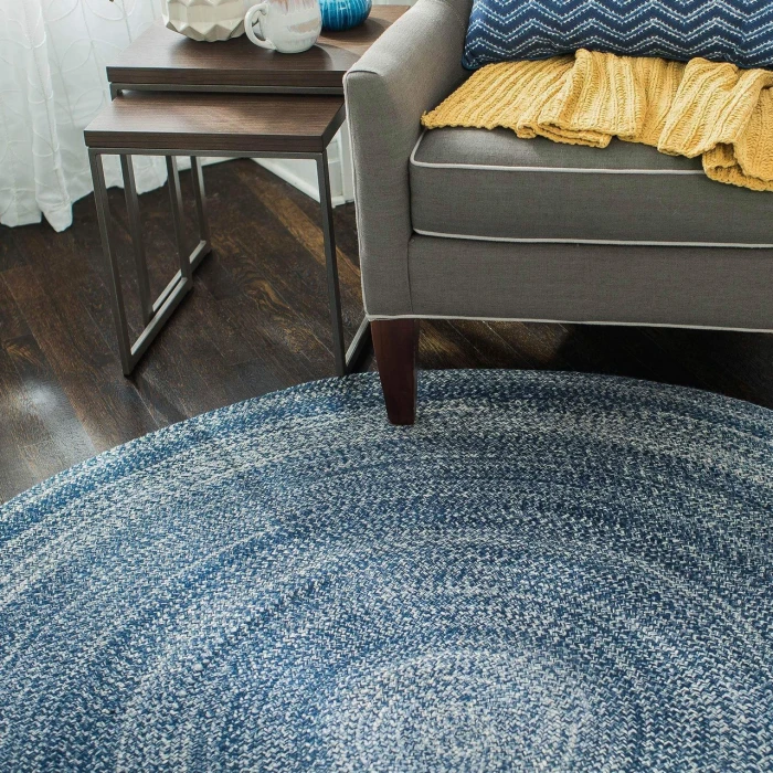 Anji Mountain 4' Round Epona Braided Round Blue Rug