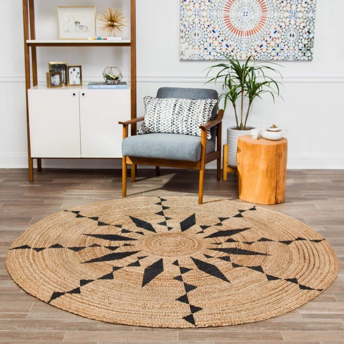 Anji Mountain 4' Round Cuitl huac Tribal Rug