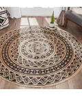 Anji Mountain 4' Round Shanti Black & Tan Jute Rug