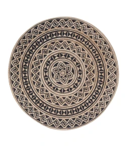Anji Mountain Anji Mountain 8' Round Graham Tribal Swinning Wave Circular Screen Print Rug