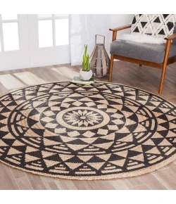 Anji Mountain Anji Mountain 8' Round Carousel Tribal Multi Star Screen Print Rug
