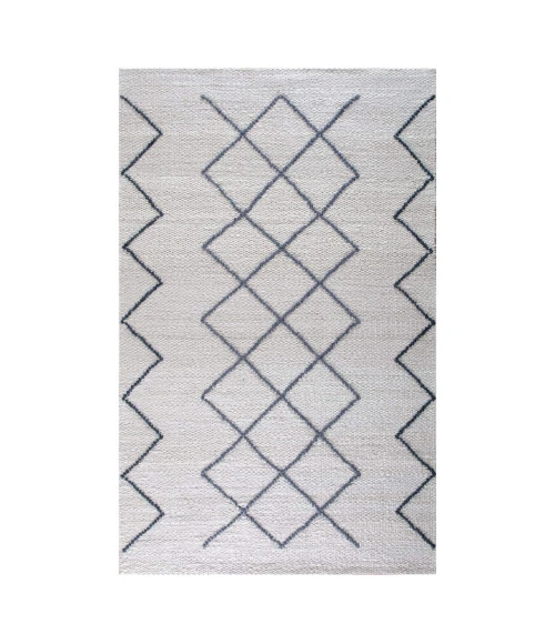 Anji Mountain 5' x 7' Kingston Ivory with Gray/Blue Diamond Rug
