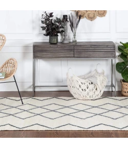 Anji Mountain Anji Mountain 8' x 10' Kingston Ivory with Gray/Blue Diamond Rug