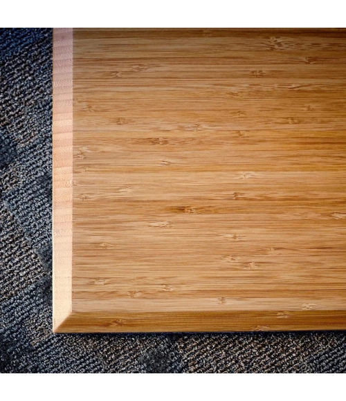 Anji Mountain 47" x 51" Natural Plush Bamboo Chair Mat with lip