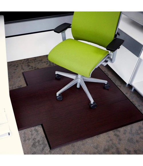 Anji Mountain 47" x 51" Natural Plush Bamboo Chair Mat with lip