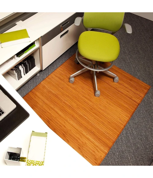 Anji Mountain 47" x 60" Natural Plush Bamboo Chair Mat no lip