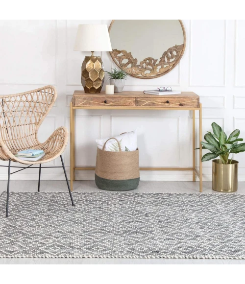 Anji Mountain 8' x 10' Mannin Charcoal Jute and Ivory Wool Rug