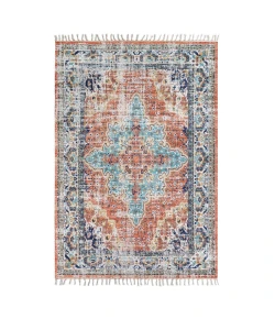 Anji Mountain Anji Mountain 7'6" x 9'6" Taftan Burnt Orange Medallion Polyester Chindi Rug