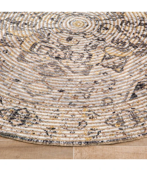 Anji Mountain 4' Round Zagros Distressed Rug