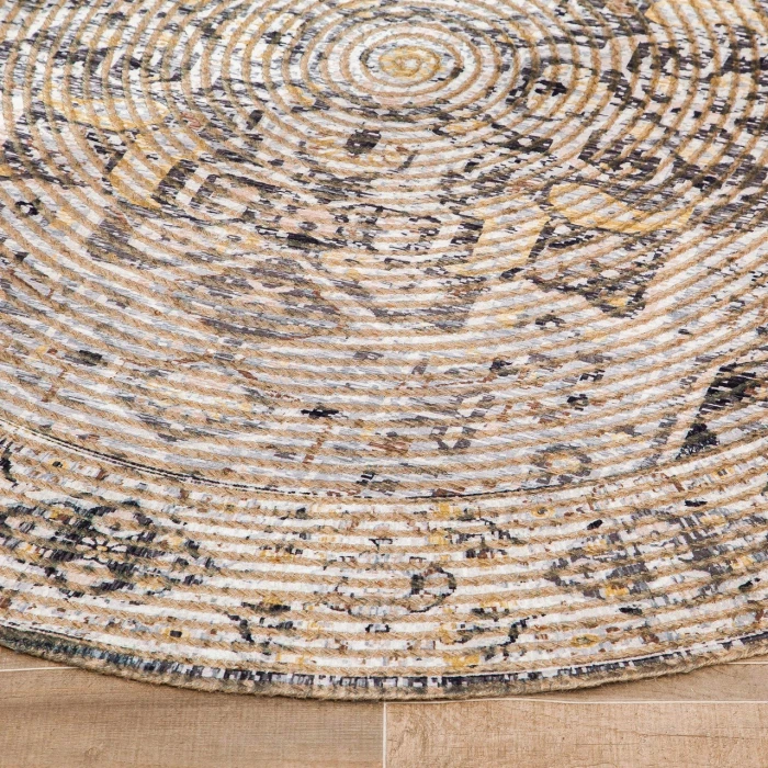 Anji Mountain 6' Round Zagros Distressed Rug
