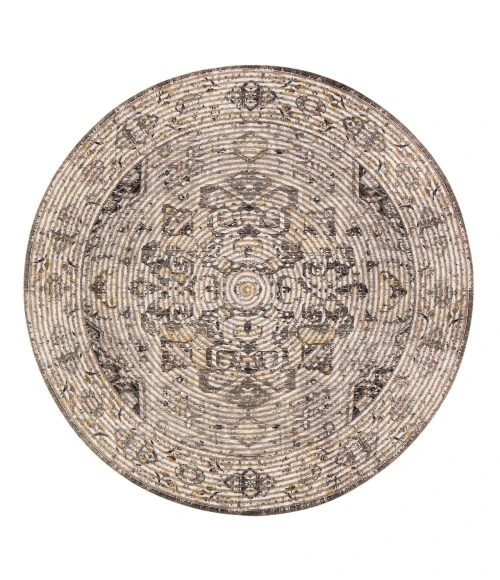 Anji Mountain 4' Round Zagros Distressed Rug