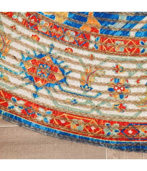 Anji Mountain 4' Round Sahand Distressed Rug