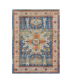 Anji Mountain Anji Mountain 8' Round Orange Blue Medallion Jute/Chenille Rug