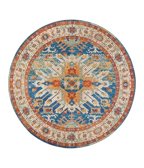 Anji Mountain 4' Round Sahand Distressed Rug