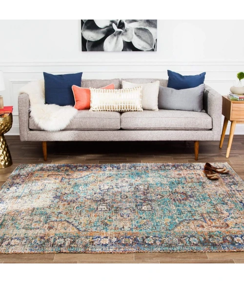 Anji Mountain 6' Round Hazaran Distressed Rug