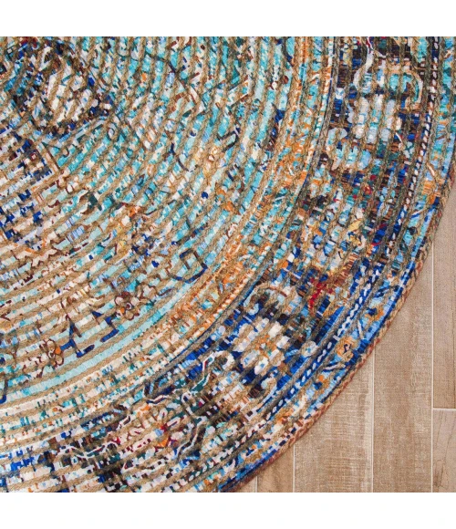 Anji Mountain 6' Round Hazaran Distressed Rug