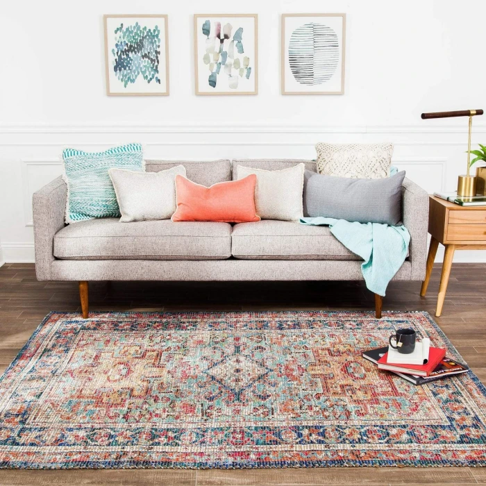Anji Mountain 6' Round Chaloon Distressed Rug