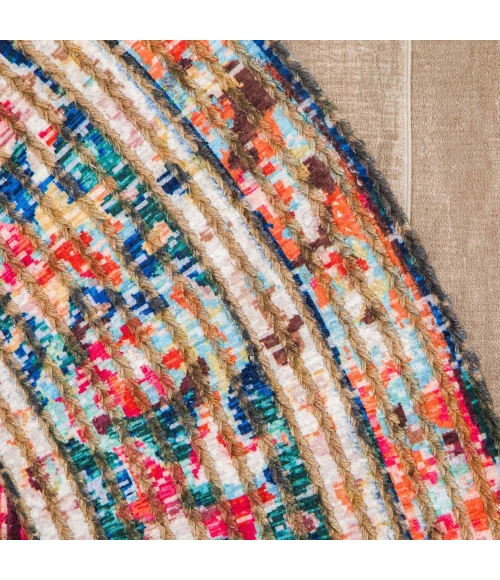 Anji Mountain 8' Round Chaloon Distressed Rug