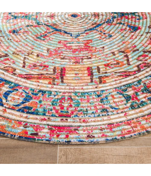 Anji Mountain 8' Round Chaloon Distressed Rug