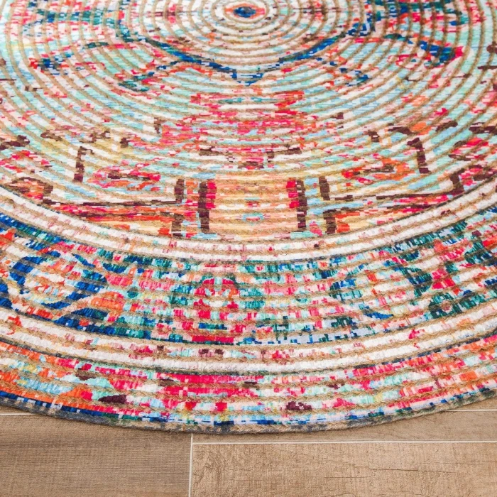 Anji Mountain 6' Round Chaloon Distressed Rug