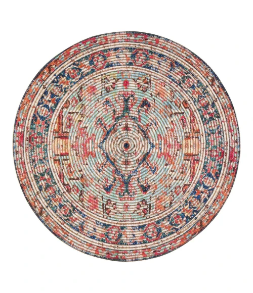 Anji Mountain 8' Round Chaloon Distressed Rug