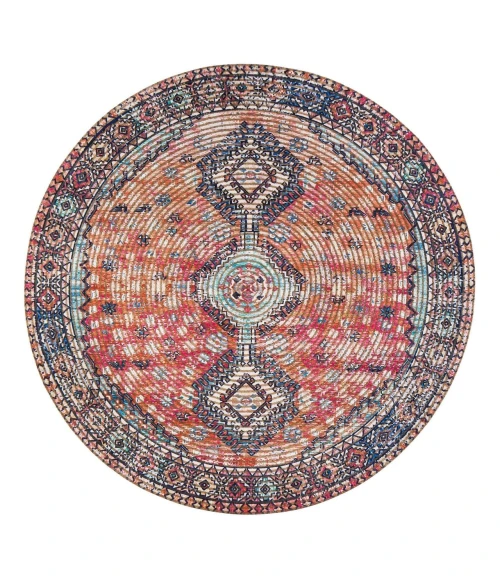 Anji Mountain 8' Round Lenjan Distressed Rug