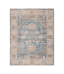 Anji Mountain Anji Mountain 8' Round Blue Floral Ivory Border Jute/Chenille Rug