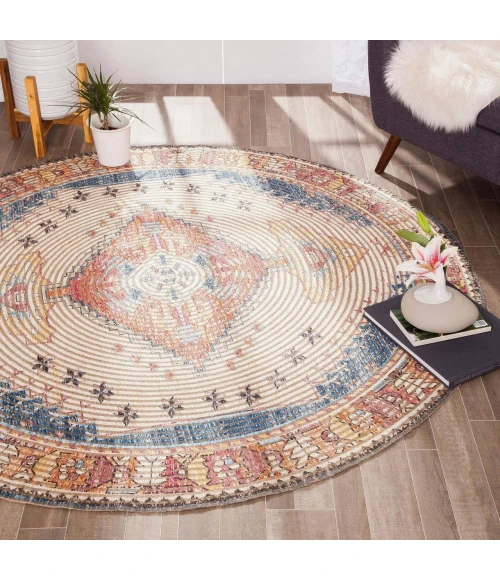 Anji Mountain 8' Round Beso Distressed Rug