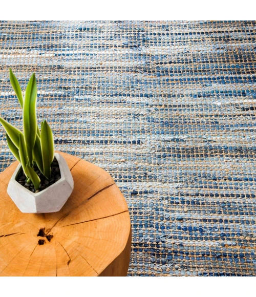 Anji Mountain 2'6" x 8' American Graffiti Denim & Jute Rug