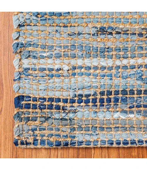 Anji Mountain 2'6" x 8' American Graffiti Denim & Jute Rug