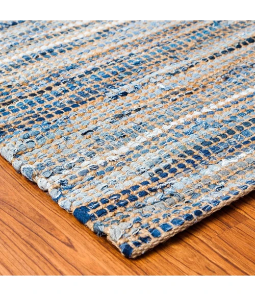 Anji Mountain 2'6" x 8' American Graffiti Denim & Jute Rug