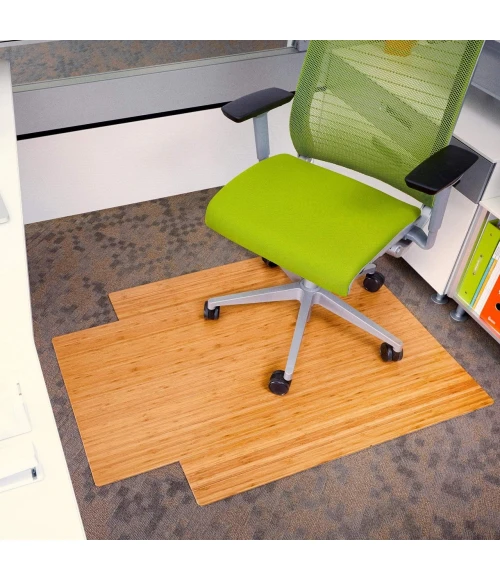 Anji Mountain 36" x 48" Natural Standard Bamboo Chair Mat with lip