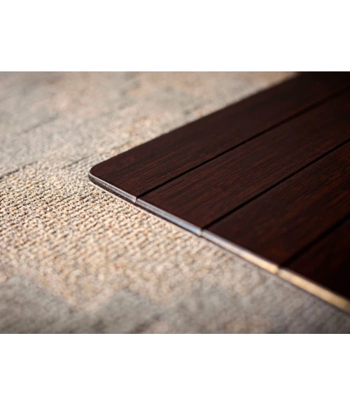 36" x 48" Dark Cherry Standard Bamboo Chair Mat with lip