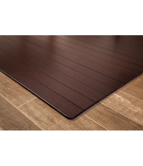 44" x 52" Dark Cherry Standard Bamboo Chair Mat with lip