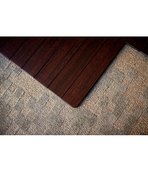 55" x 57" Dark Cherry Standard Bamboo Chair Mat with lip