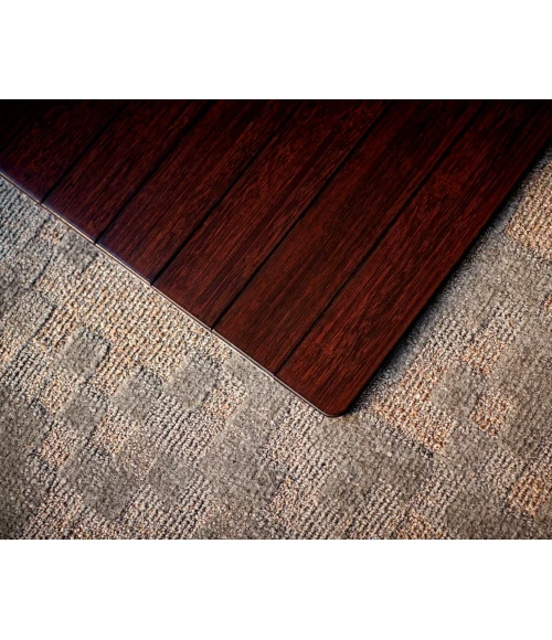 48" x 52" Dark Cherry Standard Bamboo Chair Mat no lip