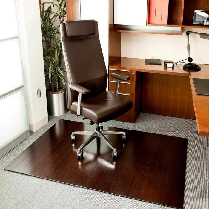 Anji Mountain 48" x 72" Natural Deluxe Bamboo Chair Mat no lip