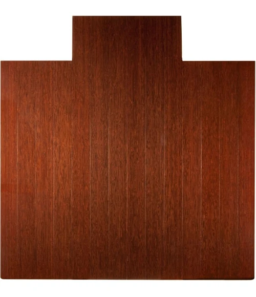 55" x 57" Dark Cherry Deluxe Bamboo Chair Mat with lip