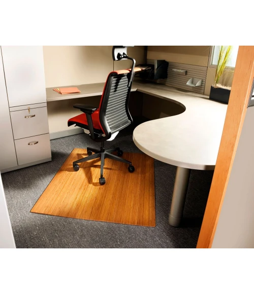 48" x 42" Natural Standard Bamboo Chair Mat no lip