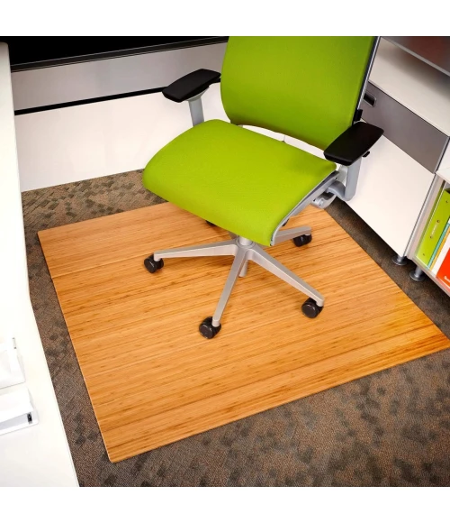 Anji Mountain 48" x 72" Natural Deluxe Bamboo Chair Mat no lip