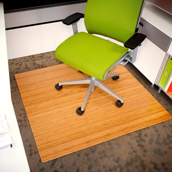 Anji Mountain 48" x 72" Natural Deluxe Bamboo Chair Mat no lip