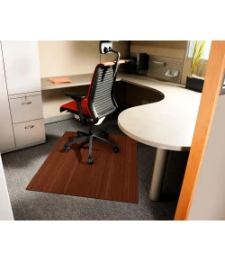 Anji Mountain 42 in. X 48 in. Walnut Standard Bamboo Chair Mat no lip