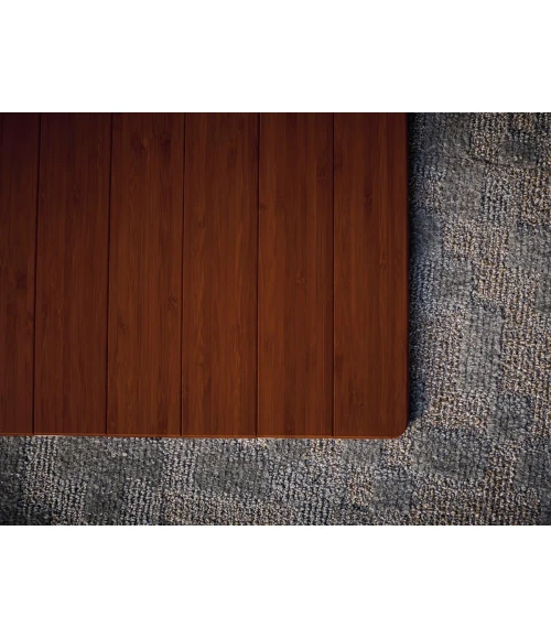 48" x 52" Walnut Standard Bamboo Chair Mat no lip