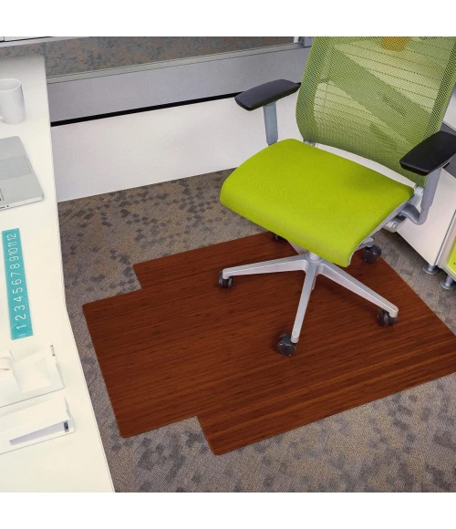 Anji Mountain 36" x 48" Natural Standard Bamboo Chair Mat with lip