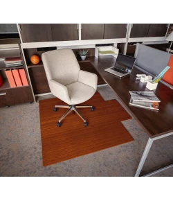 Anji Mountain 55 in. X 57 in. Walnut Standard Bamboo Chair Mat with lip