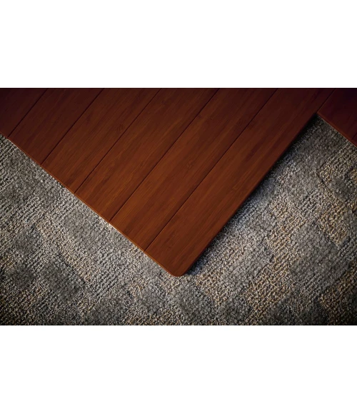 55" x 57" Walnut Standard Bamboo Chair Mat with lip